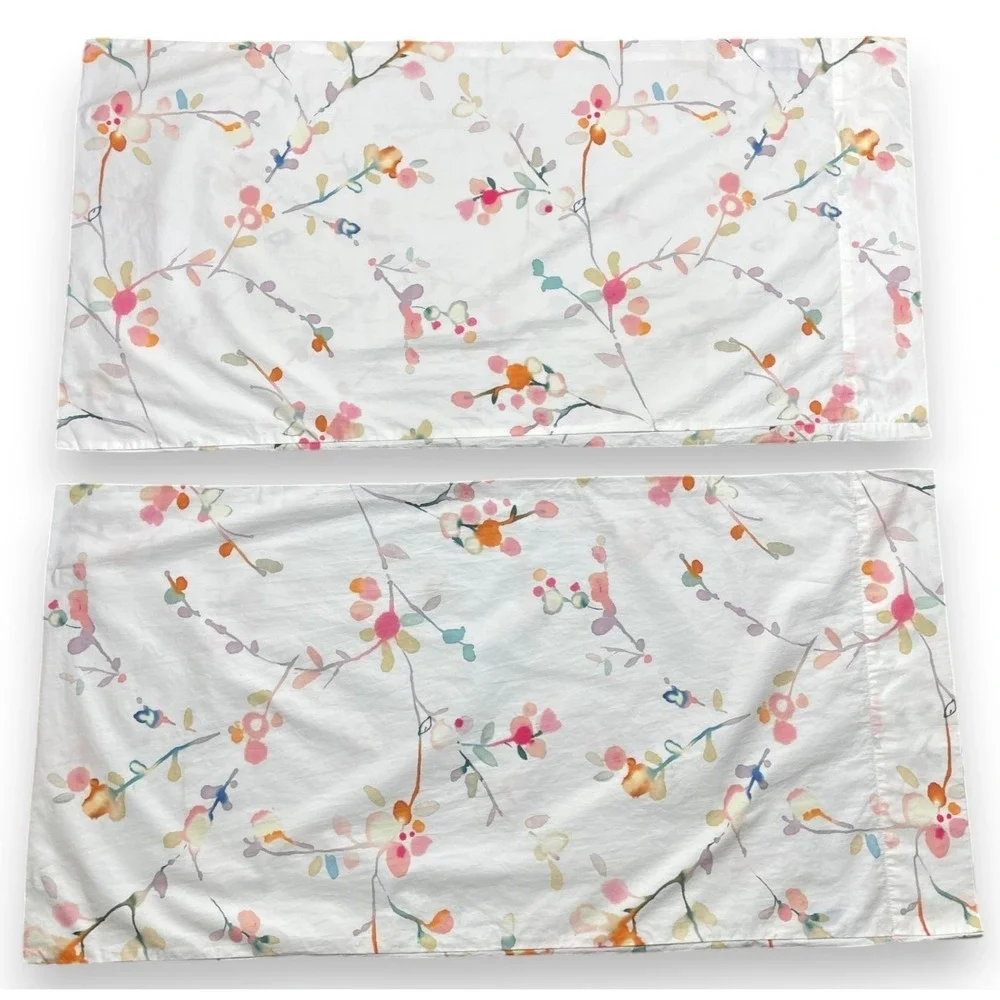 Annie Selke Pine Cone Hill Watercolor Floral King Flat Sheet 2 King Pillowcases